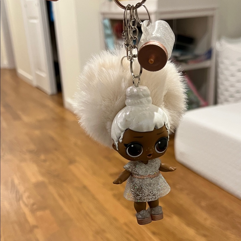White and Silver Kids LOL Surprise Keychain Accessory